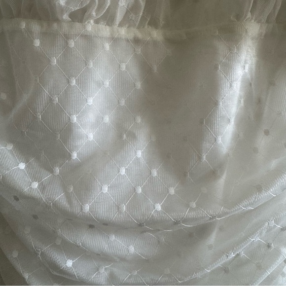 Camila Coelho Eva Off-Shoulder White Mini Dress Lace Mesh Ruffle size Small - Picture 6 of 11